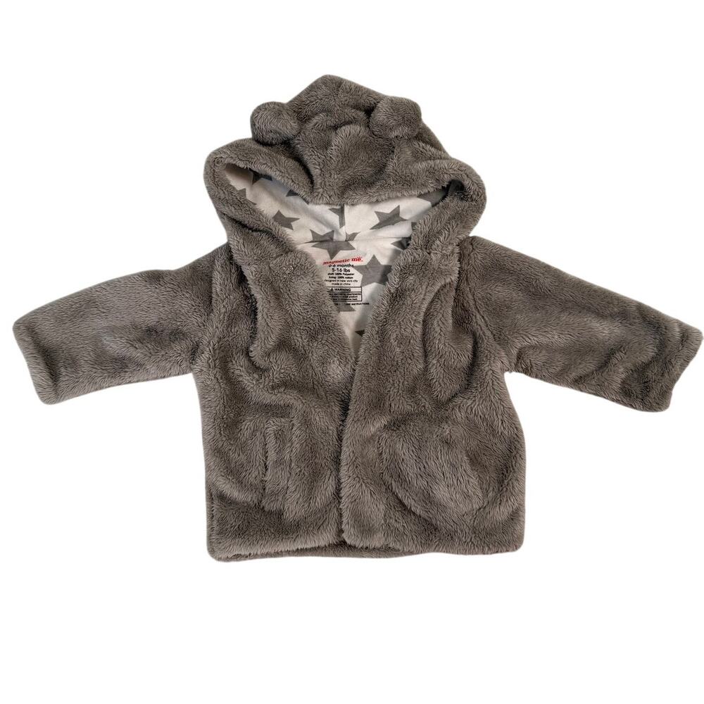 Magnetic Me Star Drizzle Minky Jacket- Fuzzy Gray 0-6months